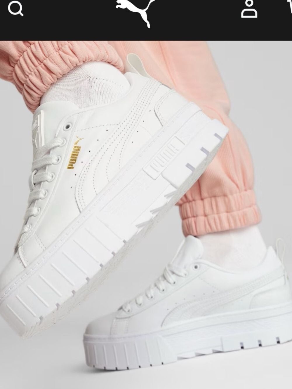 Puma Mayze classic leather lifestyle Platform Sneakers runners white size 7.5
